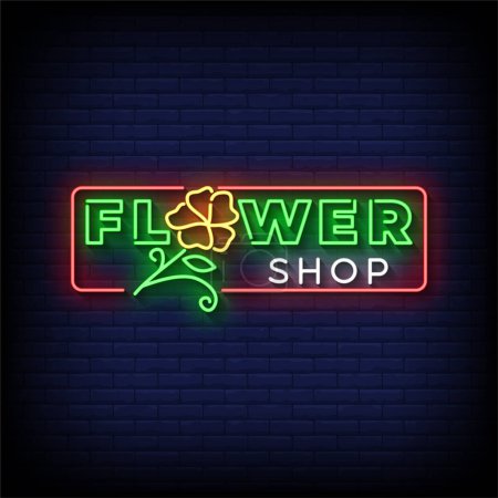 Illustration for Neon flower logo. vector illustration - Royalty Free Image