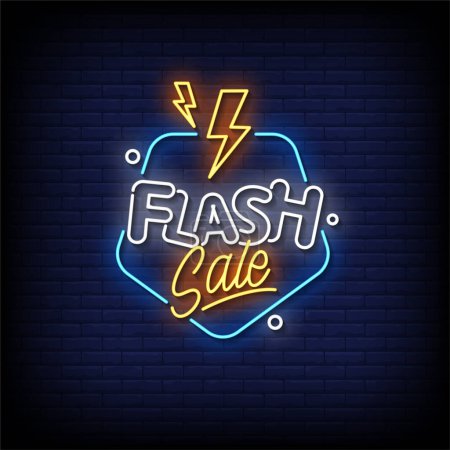 Illustration for Flash sale neon label. - Royalty Free Image