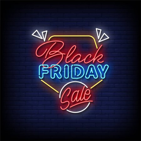 Illustration for Neon sign with friday sale and glowing neon lights. - Royalty Free Image