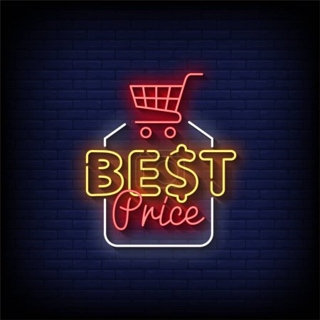 Illustration for Best price. sale neon sign - Royalty Free Image