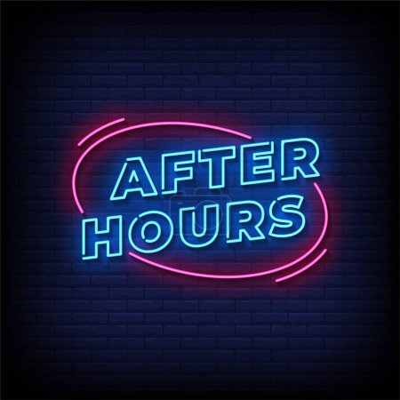 Illustration for Neon sign with After hours  on the wall. vector illustration - Royalty Free Image