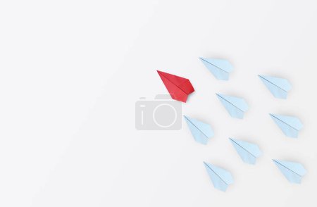 Photo for Leadership and Success concept, Red paper plane leader on white background - Royalty Free Image