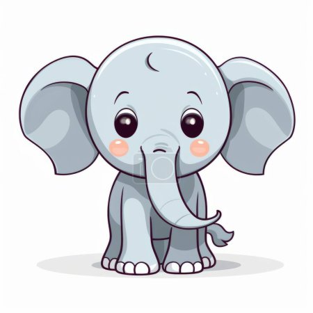 Illustration for Vector illustration, cute cartoon elephant with a blank sticker, hand drawn - Royalty Free Image