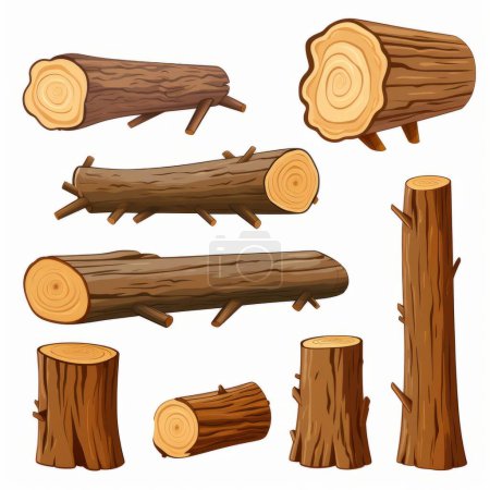 conjunto de troncos de madera, aislado sobre fondo blanco, ilustración vectorial, eps 1 0