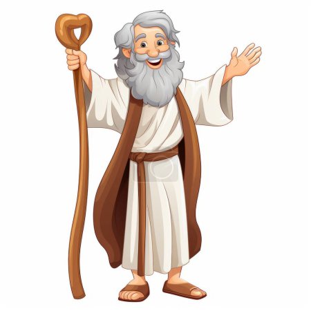 cartoon character with jesus on white background