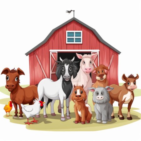 Ilustración de Animales de granja personaje de dibujos animados - Imagen libre de derechos
