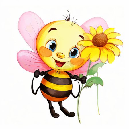 Illustration for Cute bee with flowers - Royalty Free Image