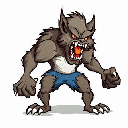 Illustration vectorielle du personnage de dessin animé Loup en colère
