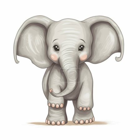 watercolor illustration of cute baby elephant