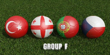 Fußball-Pokal Gruppen f. 2023 Euro-Cup-Turnier. 3D-Darstellung