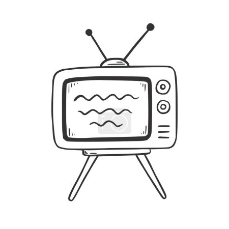 Illustration for Old tv with antenna doodle. Old television isolated hand drawn element. Vector illustration - Royalty Free Image