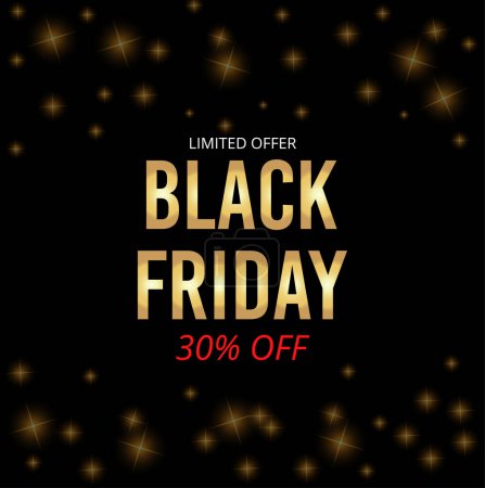 Illustration for Black friday with black and gold design background - Royalty Free Image