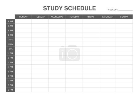Illustration for Study schedule minimalist timetable, student planner - Royalty Free Image