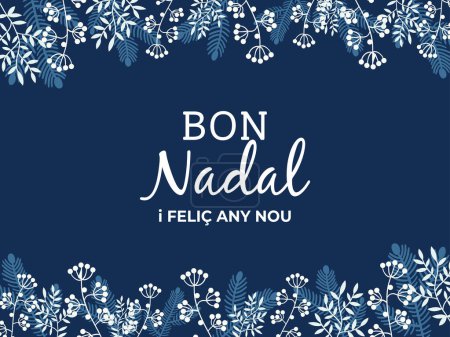 Illustration for Bon Nadal christmas design with catalan language with blue color - Royalty Free Image
