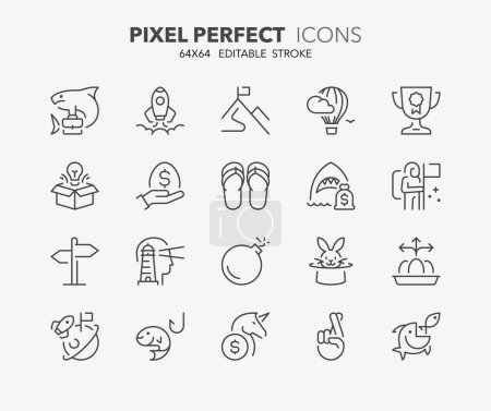 Illustration for Thin line icons set of business metaphors. Outline symbol collection. Editable vector stroke. 64x64 Pixel Perfect. - Royalty Free Image