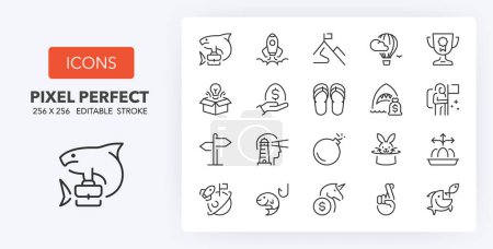 Illustration for Business metaphors thin line icon set. Outline symbol collection. Editable vector stroke. 256x256 Pixel Perfect scalable to 128px, 64px... - Royalty Free Image