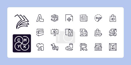 Printing industries line icons. Outline symbol collection. Editable vector stroke. 48 and 96 Pixel Perfect scalable to 192px, 384px...