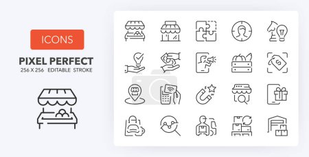Retail commerce. Outline symbol collection. Editable vector stroke. 256x256 Pixel Perfect scalable to 128px, 64px...