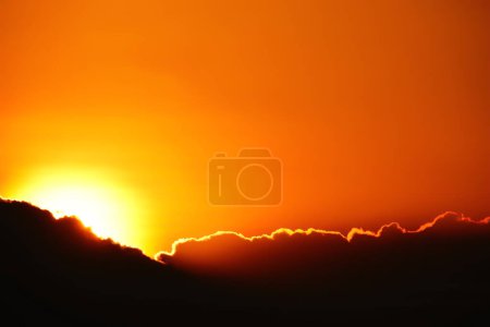 Photo for Blur focus Sunset sky yellow clouds on a blue sky background - Royalty Free Image