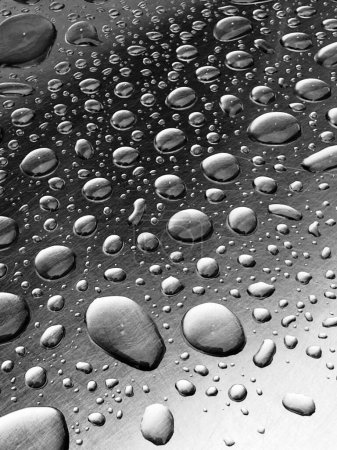 Photo for Pure water droplets on light gray background - Royalty Free Image