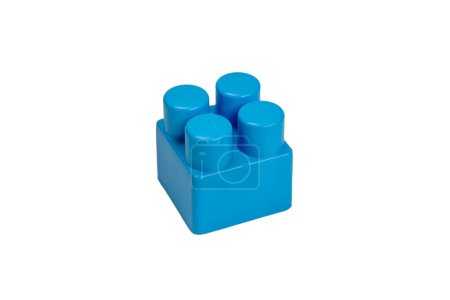 Blue Colored Interlocking Building Cube, Isolated On White Background