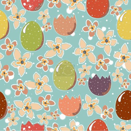 Illustration for Cute Scandinavian Egg Flower Terracotta Pattern in modern colours. Modern abstract art for prints.  Nordic Design. Vector Illustration - Royalty Free Image