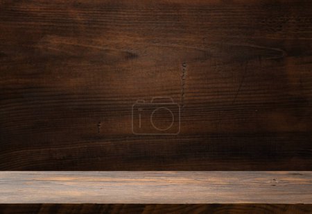 Photo for Brown wooden plank desk table background texture top view. High quality photo - Royalty Free Image