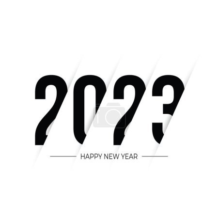 Illustration for Happy New Year 2023 text design. for Brochure design template, card, banner. Vector illustration. Isolated on white background. - Royalty Free Image
