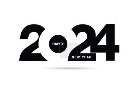 Ilustración de Happy New Year 2024 text design. for Brochure design template, card, banner. Vector illustration. Isolated on white background. - Imagen libre de derechos