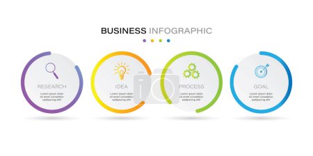 Téléchargez les illustrations : Business infographic circle shape four option, process or step for presentation. Can be used for presentations, workflow layout, banners and web design. Business concept with 4 options, steps, parts. - en licence libre de droit