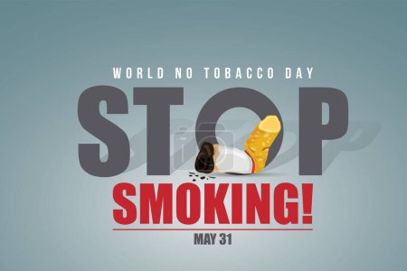 Téléchargez les illustrations : Arrête de fumer. 31 mai Journée mondiale sans tabac. Journée sans tabac sensibilisation. Poison de cigarette. Vecteur. Illustration - en licence libre de droit