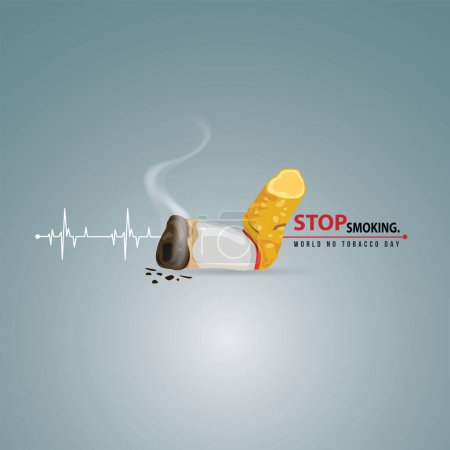 Téléchargez les illustrations : Arrête de fumer. 31 mai Journée mondiale sans tabac. Journée sans tabac sensibilisation. Poison de cigarette. Vecteur. Illustration - en licence libre de droit