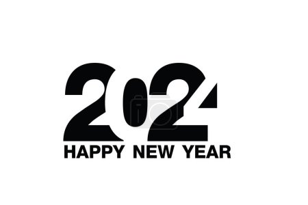 Happy New Year 2024 text design. for Brochure design template, card, banner. Vector illustration. Isolated on white background.