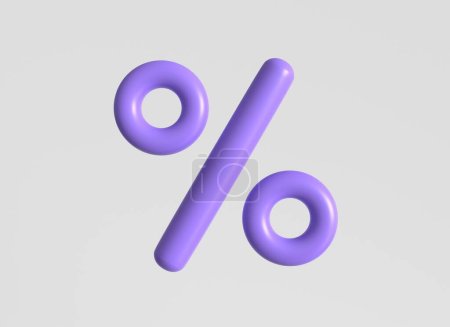 icône de pourcentage 3d brillant dans un style de dessin animé minimaliste. concept de vente avec pourcentage de réduction. 3d rendu isolé sur fond blanc.