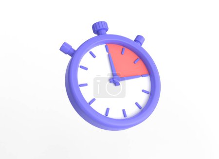 Téléchargez les photos : Icône de chronomètre 3d dans le style de dessin animé minimaliste. illustration de minuterie sur fond blanc isolé. Rendu 3d - en image libre de droit