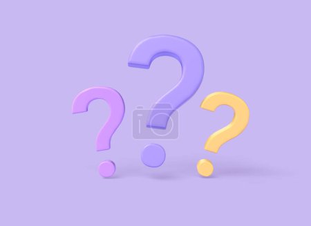 Photo for A group of question marks on a purple background. 3d rendering illustration - Royalty Free Image