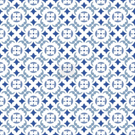 Photo for Hand drawn Moroccan seamless pattern for Ramadan Kareem greeting cards, islamic backgrounds, fabric, web banner. Portuguese azulejo floral tile design, geometric flower, decorative vector illustration - Royalty Free Image