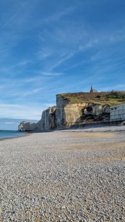 Photo for Beach walk on the beautiful alabaster coast near tretat - Normandy - France - Royalty Free Image