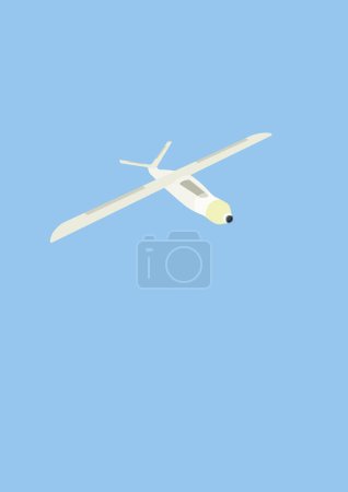 illustration of unmanned aerial vehicle with camera flying isolated on blue 