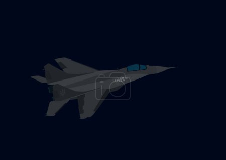 Illustration for Illustration of grey unmanned aerial vehicle with Ukrainian trident symbol isolated on black - Royalty Free Image