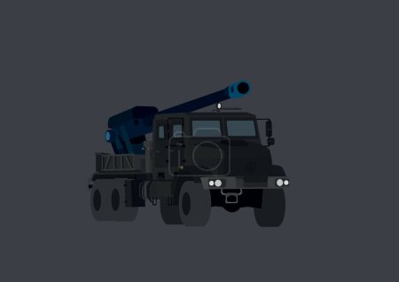 illustration of military Ukrainian bogdana vehicle isolated on grey 