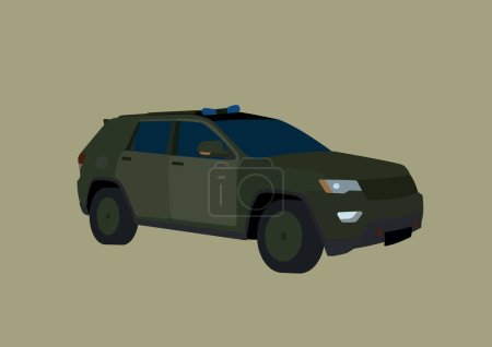 illustration of green wheeled military vehicle isolated on grey 