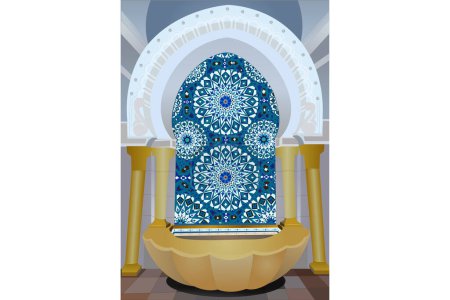 Téléchargez les illustrations : Illustration vectorielle de la mosquée Hassan II - en licence libre de droit