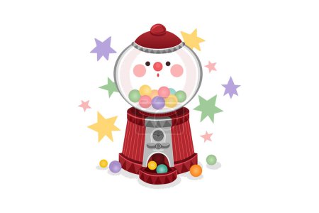Illustration for Vector Illustration of Beautiful Gumball Machine with cute ball - Royalty Free Image