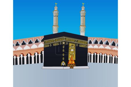 Ilustración de Diseño de Eid Mubarak con vector Kaaba - Imagen libre de derechos