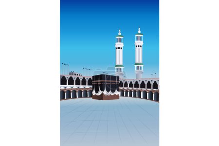 Téléchargez les illustrations : Kaaba vecteur Dans la mosquée du haram - en licence libre de droit