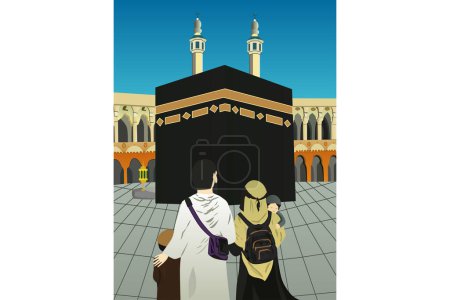 Téléchargez les illustrations : Kaaba vecteur Dans la mosquée du haram - en licence libre de droit