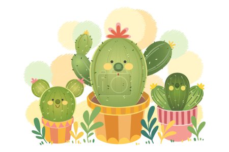 Téléchargez les illustrations : Illustration vectorielle des plantes de cactus - en licence libre de droit