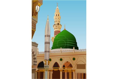 Téléchargez les illustrations : Illustration d'al-masjid an-nabawi à Médine, Arabie saoudite. - en licence libre de droit
