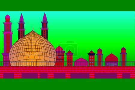 Téléchargez les illustrations : Masjid E Nabvi Arabie Saoudite Mosquée islamique Design vectoriel - en licence libre de droit